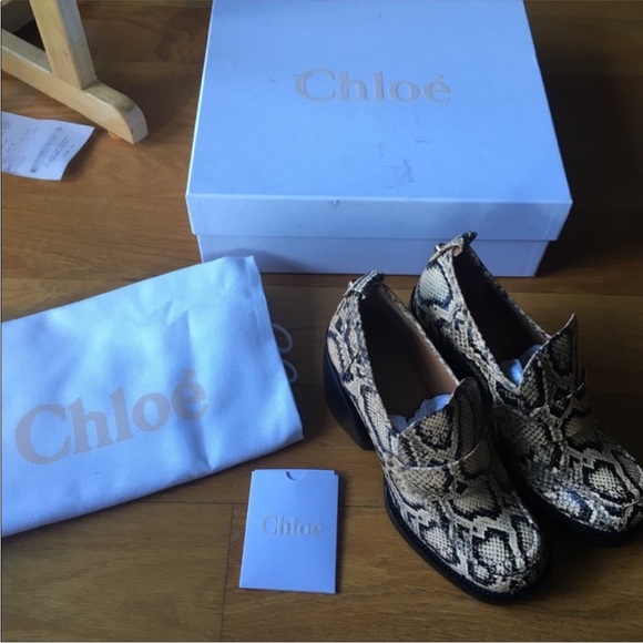 Chloé Adelie Python Loafers in Wheat Yellow 36 - Picture 4 of 11